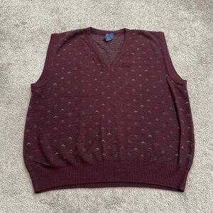 Cambridge Mervvns Vintage Italian Wool Vest Pullover Sweater Mens Large Red